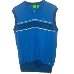 Boss Hugo Boss knit vest sweater v-neck blue and white size M
